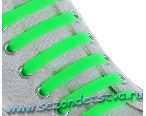Шнурки для обуви Силиконовые, плоские, цвет салатовый неон