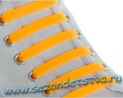 Шнурки для обуви Силиконовые, плоские, цвет оранжевый неон
