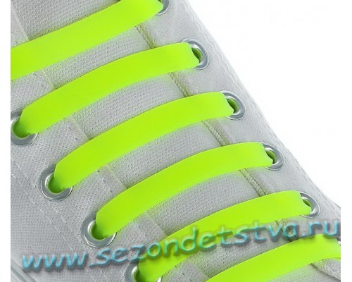 Шнурки для обуви Силиконовые, плоские, цвет жёлтый неон