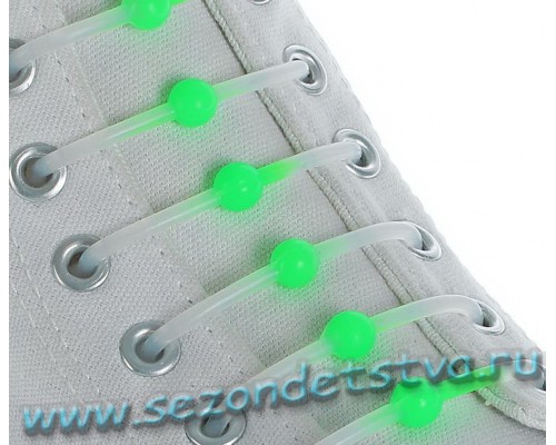 Шнурки для обуви Силиконовые, круглые, светящиеся в темноте, цвет бело-зелёный неон