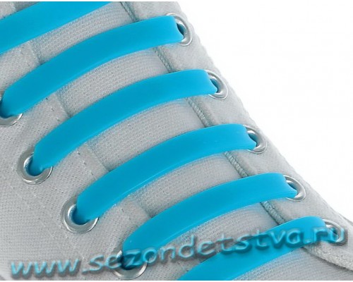 Шнурки для обуви Силиконовые, плоские, цвет голубой неон