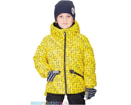 60916 Куртка зимняя для мальчика Орби желтый/принт