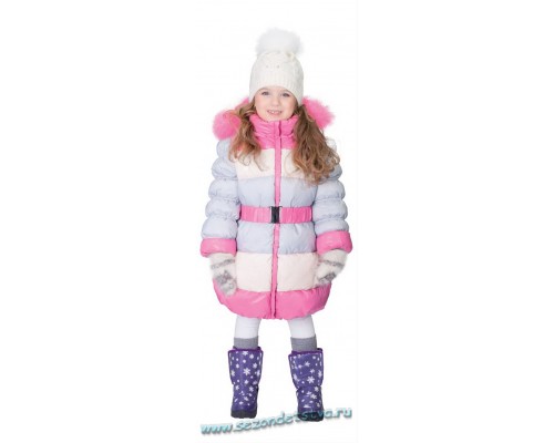 Пальто зимнее серо-розовое 61138-1 Орби